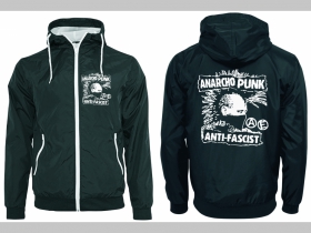 Anarcho Punk - Antifascist  - šuštiaková bunda čierna materiál povrch:100% nylon, podšívka: 100% polyester, pohodlná,vode a vetru odolná